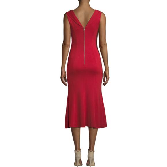 NEW Alice + Olivia Cecilia Red Draped-Shoulder Sleeveless Cocktail Dress - 2 - Picture 2 of 8